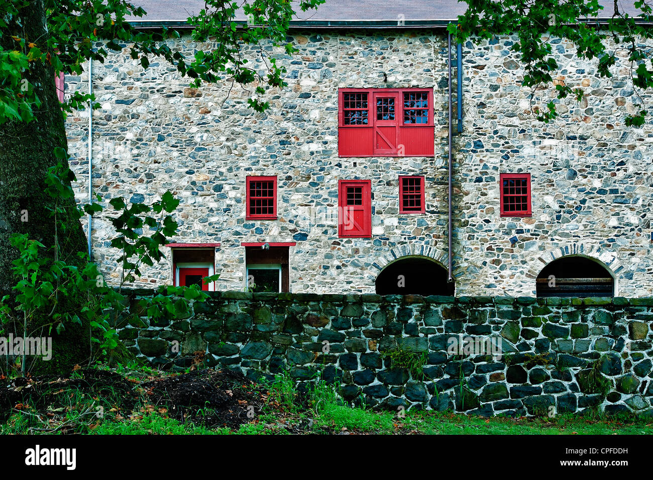 Rural field stone barn, Stroud Preserve, West Chester, Chester County, Pennsylvania Stock Photo