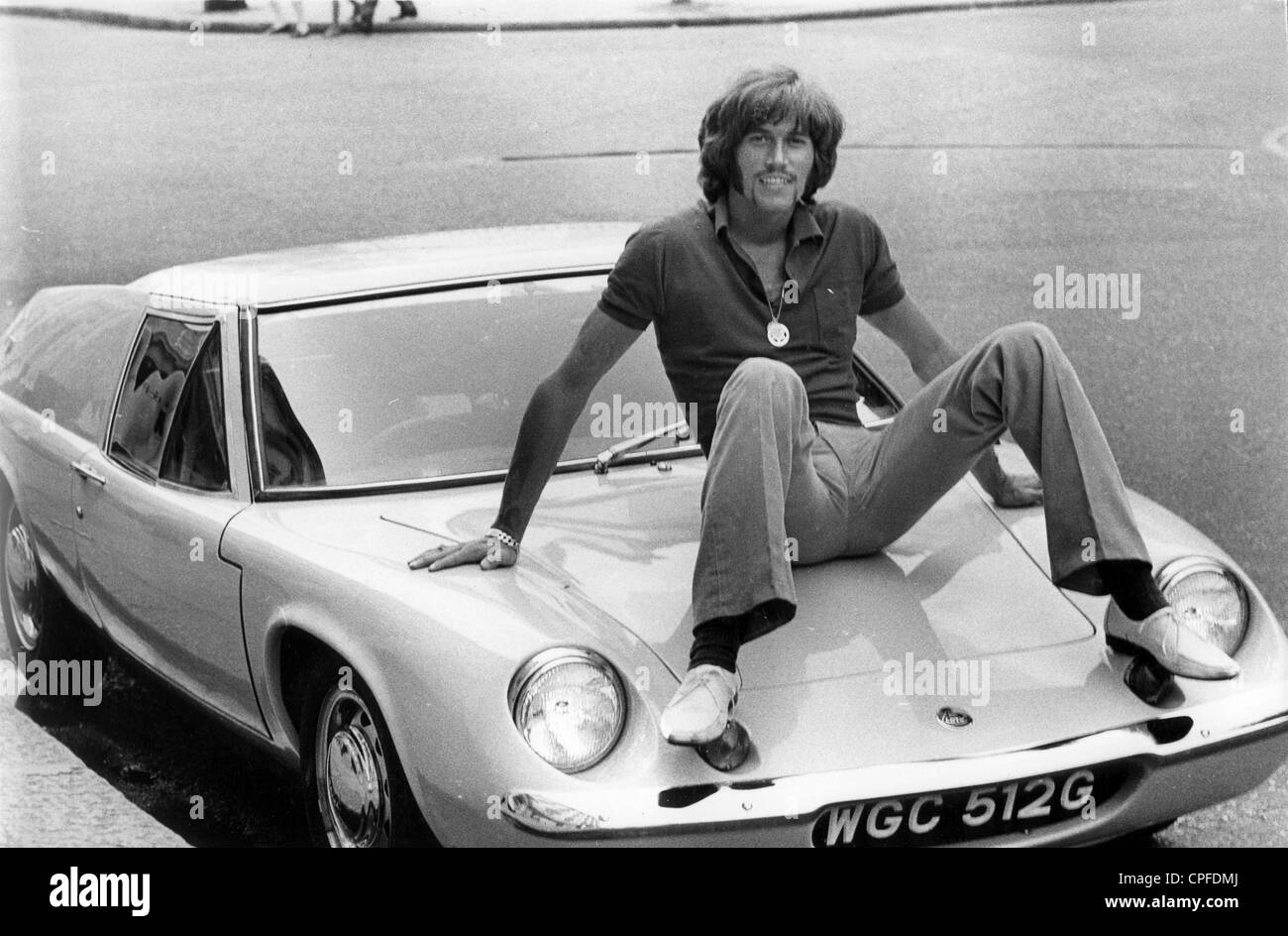 BEE GEES  Barry Gibb with his Lotus Elite S2 outside his Eaton Square, London, home in June 1968. Photo Tony Gale Stock Photo
