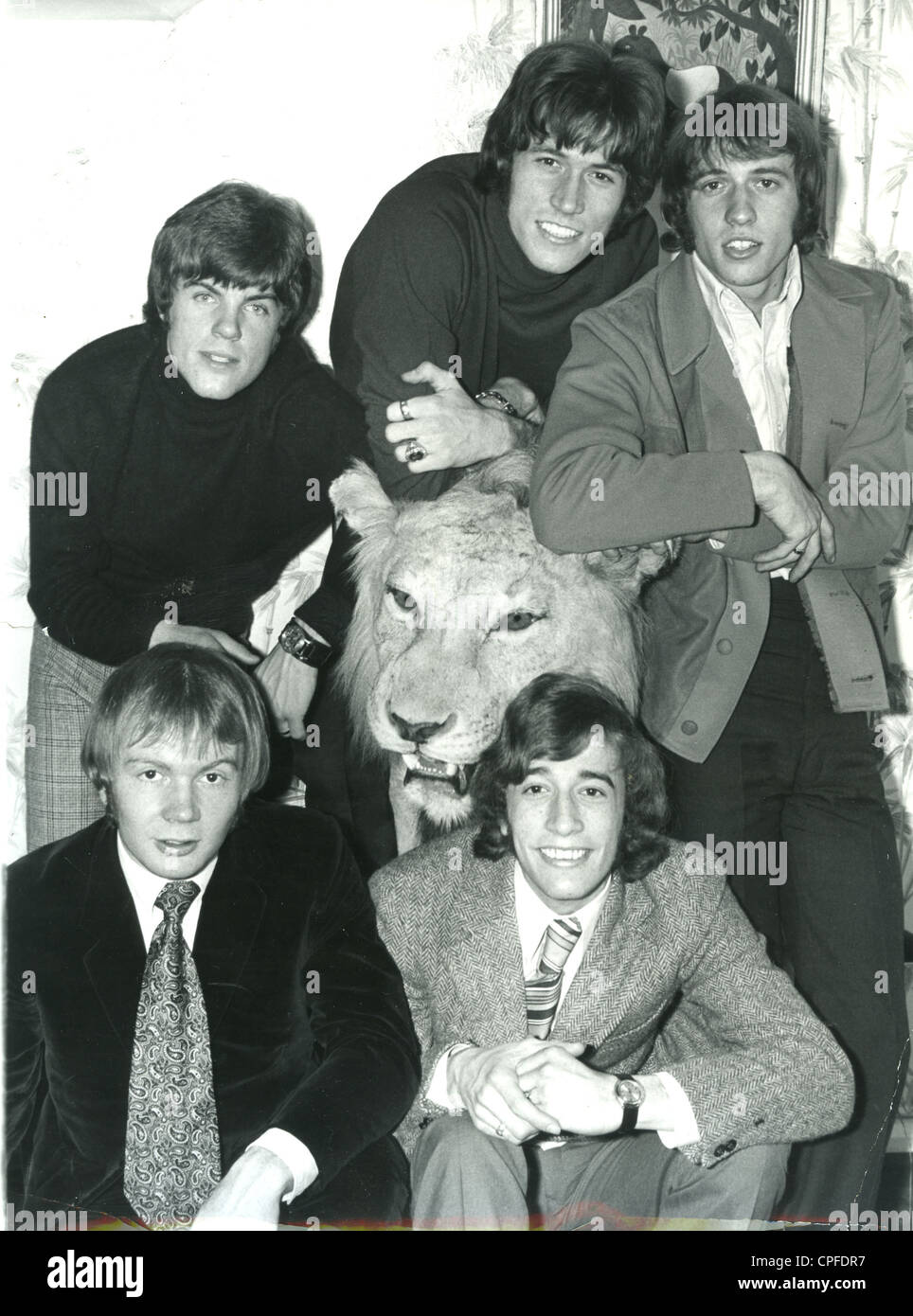 BEE GEES in 1967 clockwise from top left Vince Melouney, Barry Gibb, Maurice Gibb, Robin Gibb