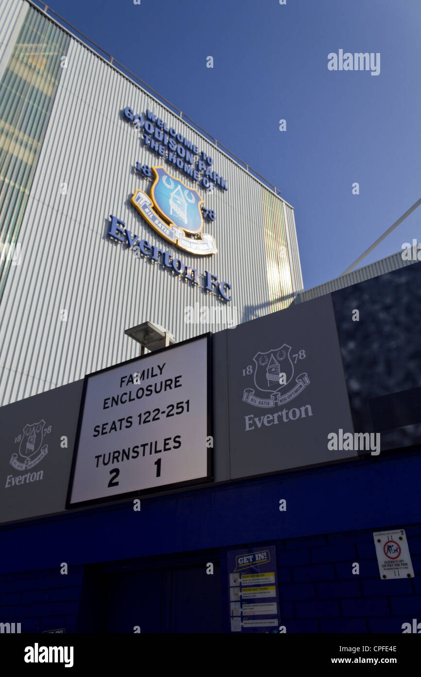 Exterior of Goodison Park, Home of Everton Football Club Stock Photo