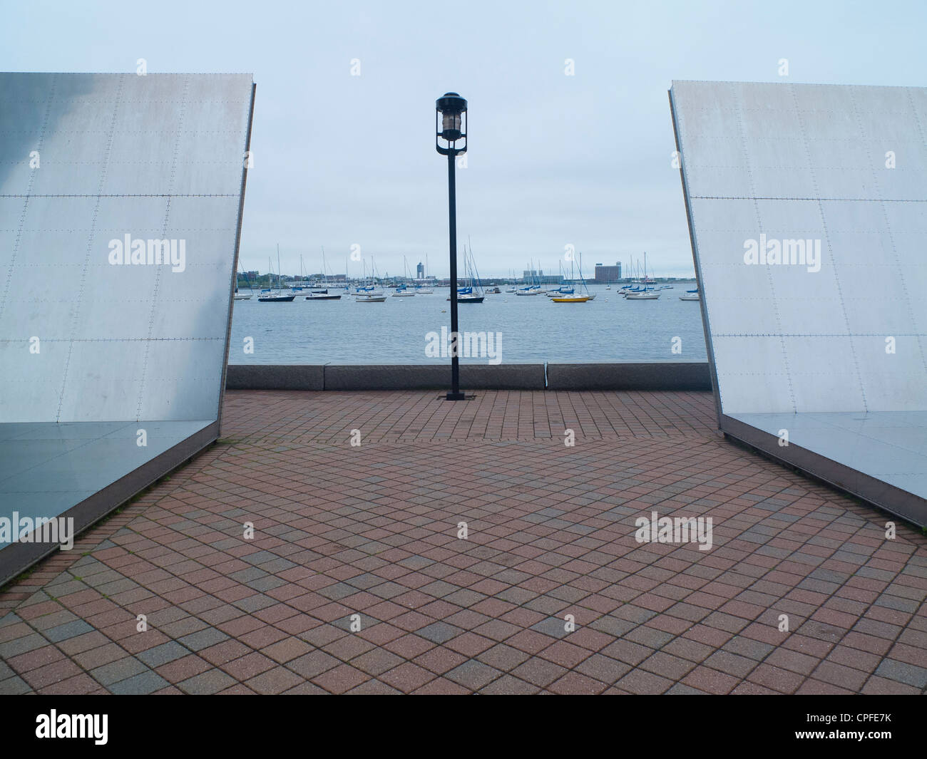 sculptures in Harbor Towers Plaza Boston MA Stock Photo Alamy