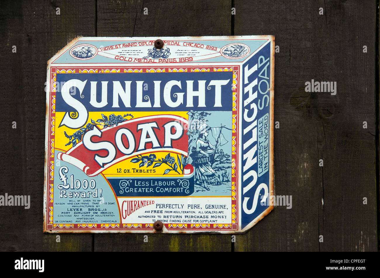 Old Sunlight Soap Advert at Alresford Train Station on the Watercress Line Stock Photo