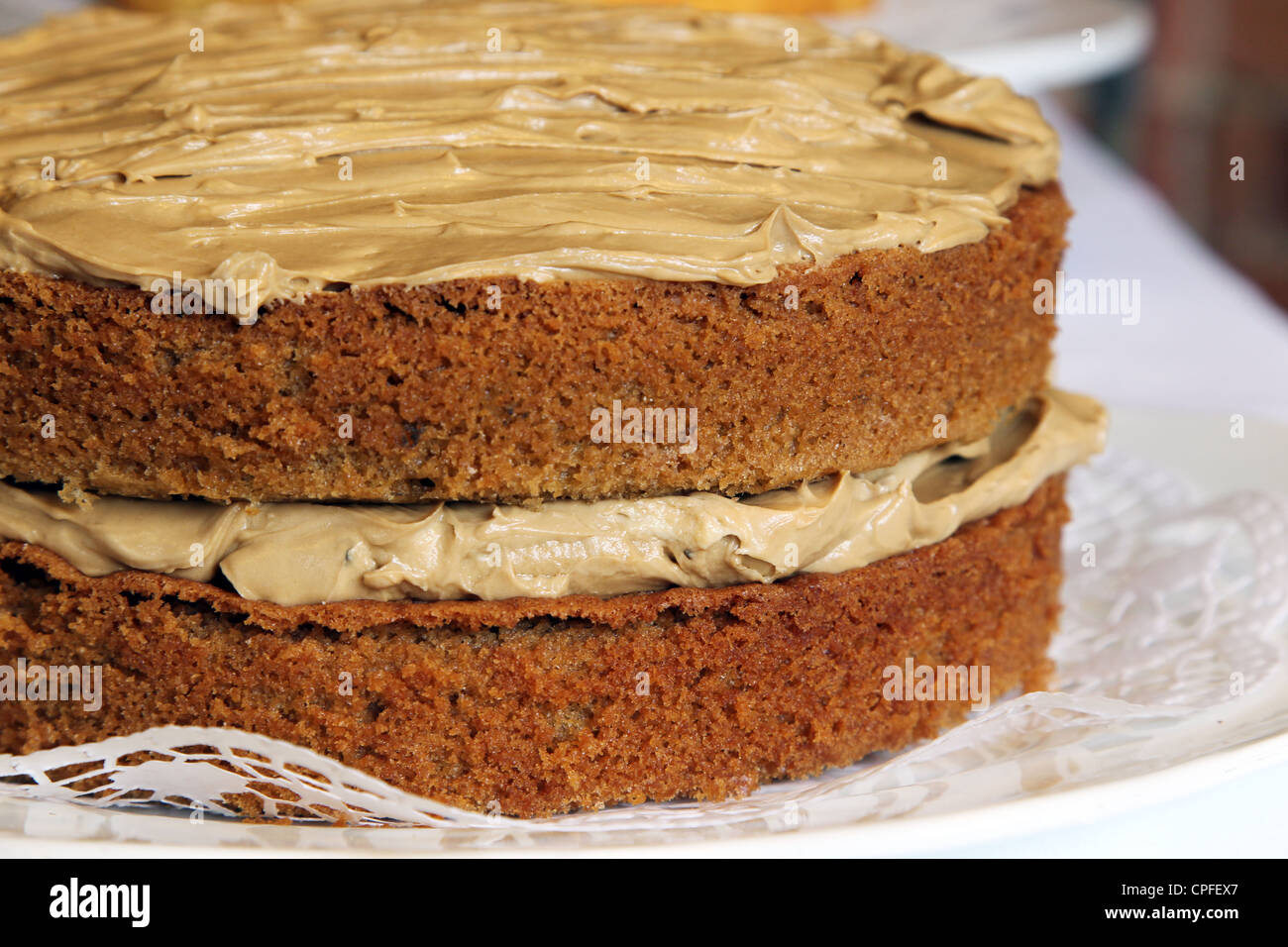 Coffee sponge cake Stock Photo