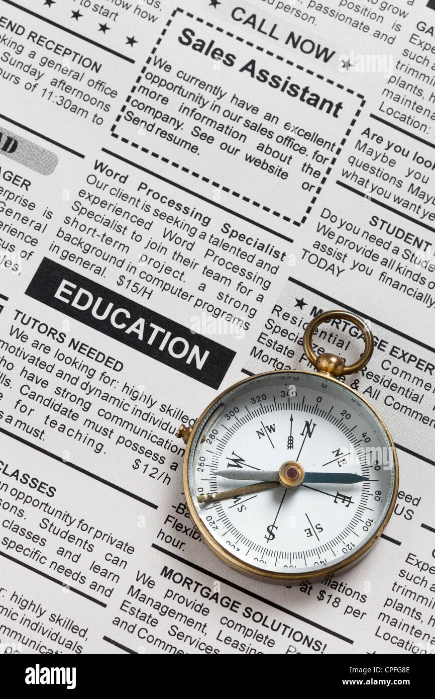 Fake Classified Ad, newspaper, Education concept. Stock Photo