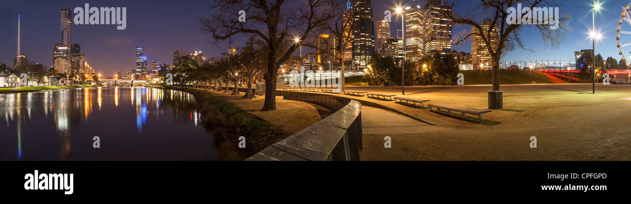 Melbourne Panorama with Yarra River Stock Photo