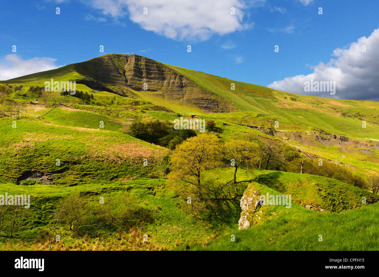View of Mam Tor from above Winnats Pass near Castleton in the Peak District National Park Derbyshire England Stock Photo