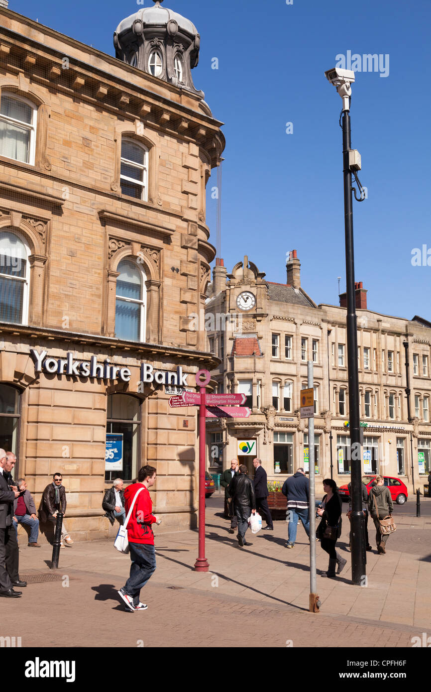 Yorkshire Bank and people walking Barnsley South Yorkshire Stock Photo