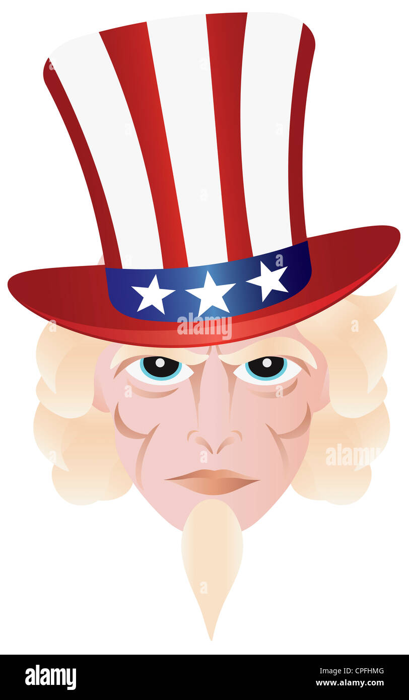 Uncle Sam in Fourth of July Hat on Independence Day Illustration Stock ...