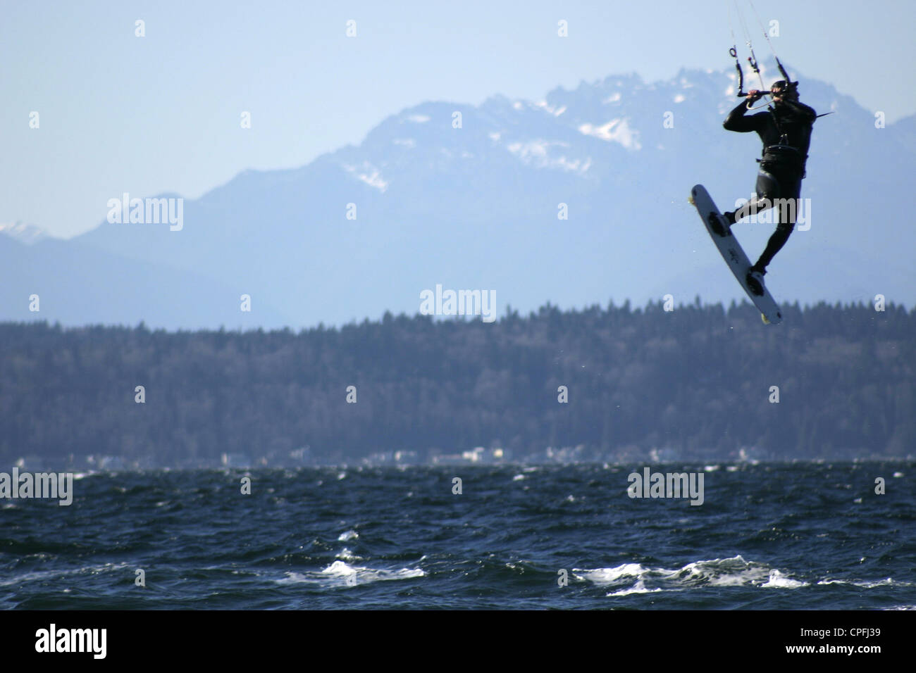 Kiteboarding on Seattle's Puget Sound Stock Photo Alamy