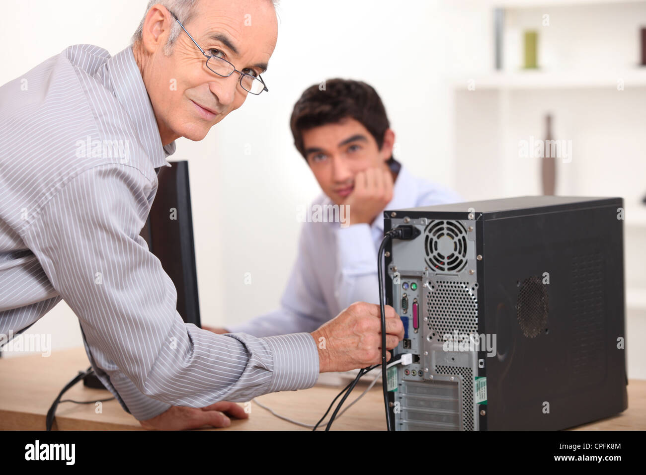 Father Setting Up Computer Stock Photo Alamy Father Setting Up Computer Stock Photo Alamy
