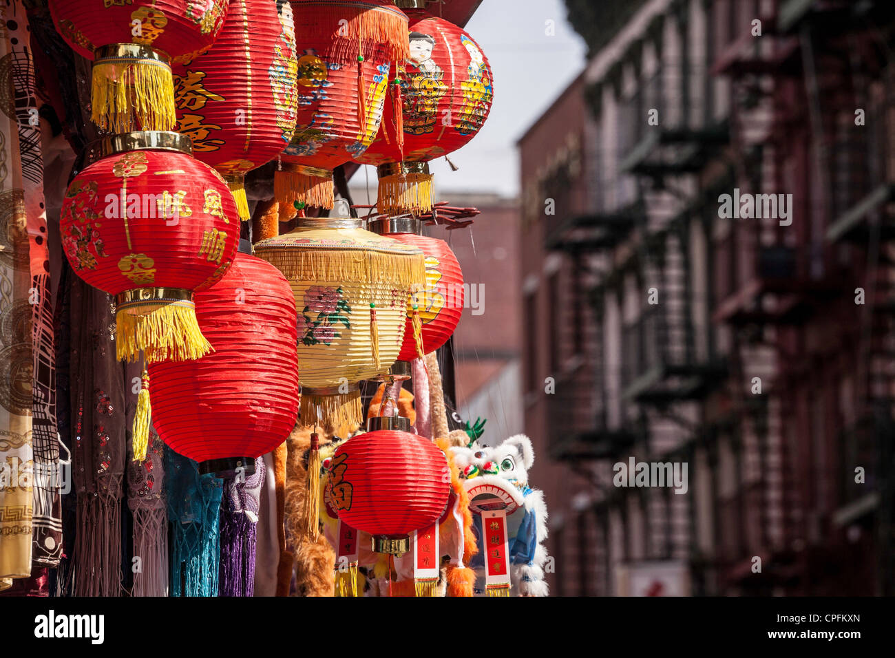 Chinese Paper Lanterns Display, Chinatown, NYC Stock Photo Alamy