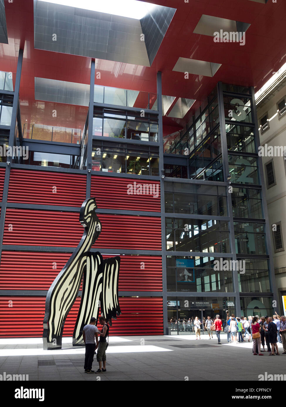 Roy Lichenstein Brushstroke Sculpture in the courtyard of the Reina Sofia museum of modern art in Madrid, Spain Stock Photo