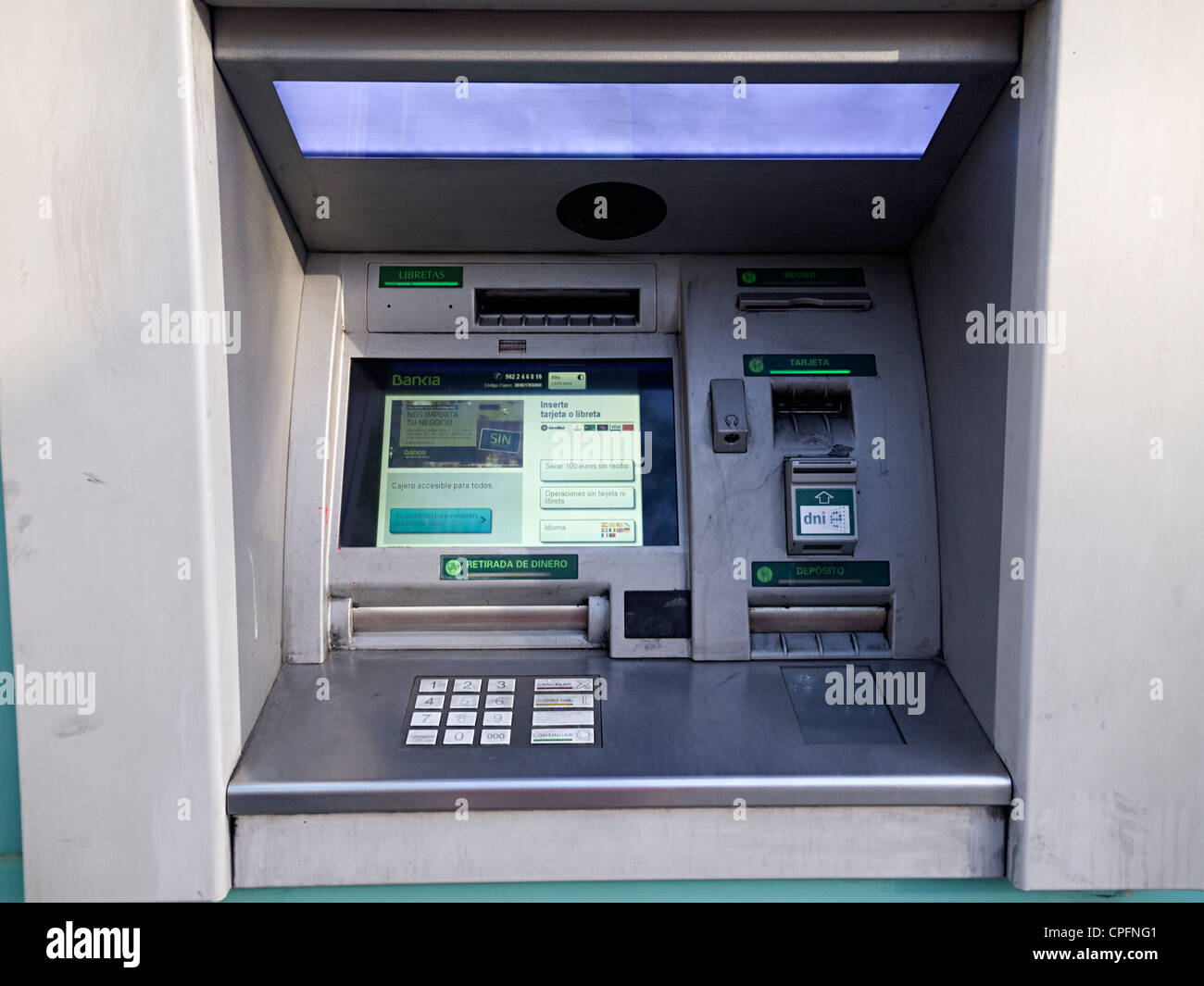 ATM machine, Madrid, Spain Stock Photo Alamy