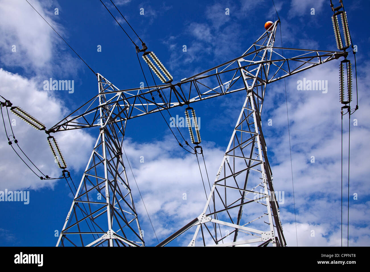 High voltage electric line Stock Photo