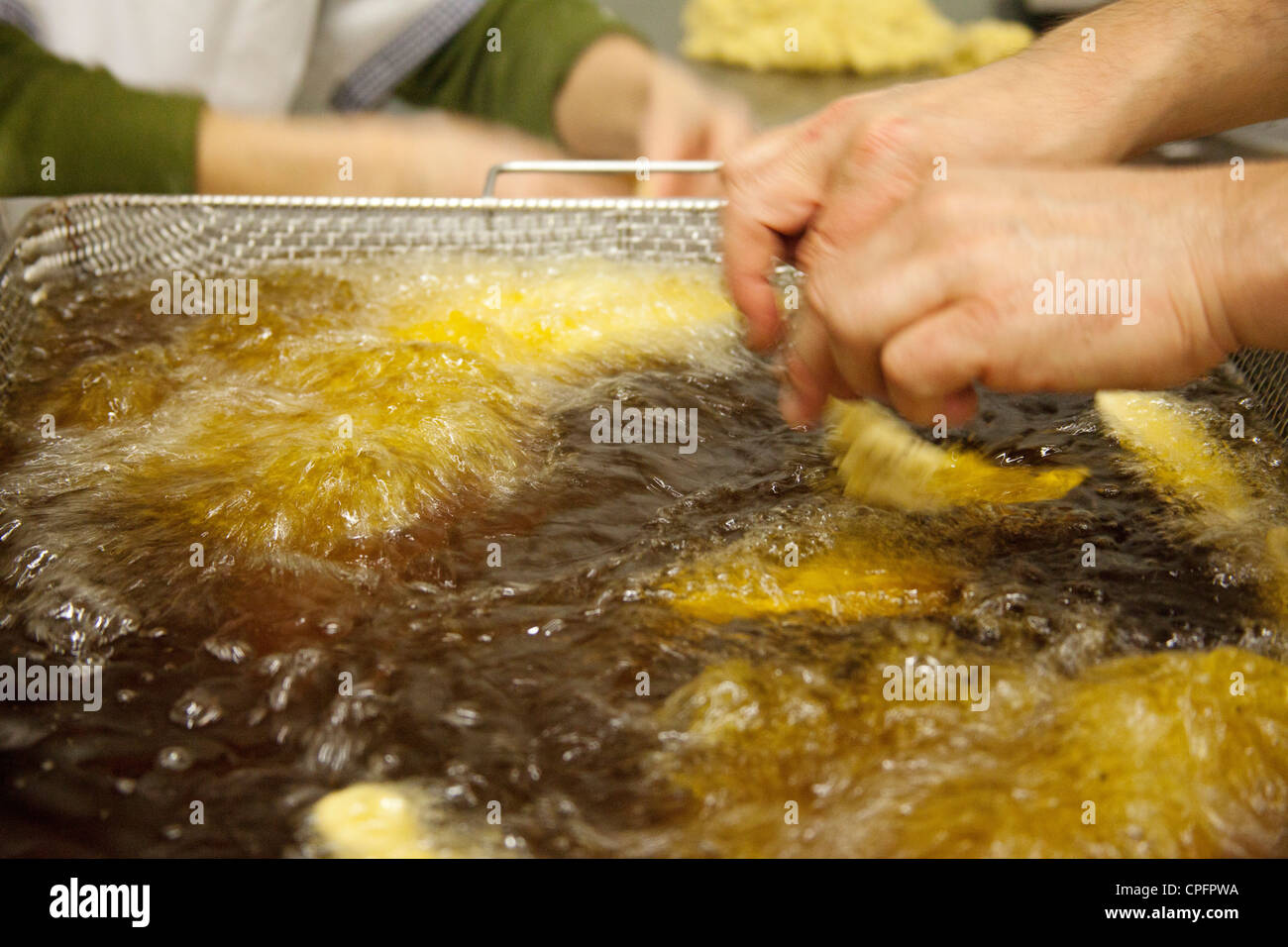 Elaboration artisanal pastry fritters La Antequerana in Antequera Malaga Andalusia Spain Stock Photo