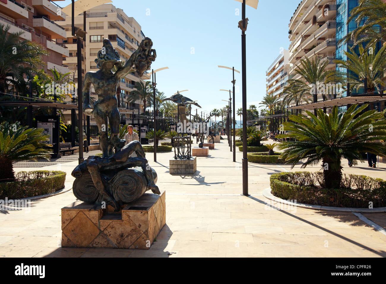 Sculpture on Avenida del Mar Marbella Malaga Costa del Sol Andalusia Spain Stock Photo