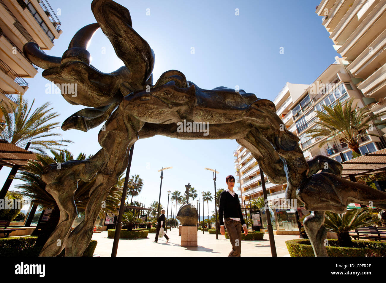 Sculpture on Avenida del Mar Marbella Malaga Costa del Sol Andalusia Spain Stock Photo