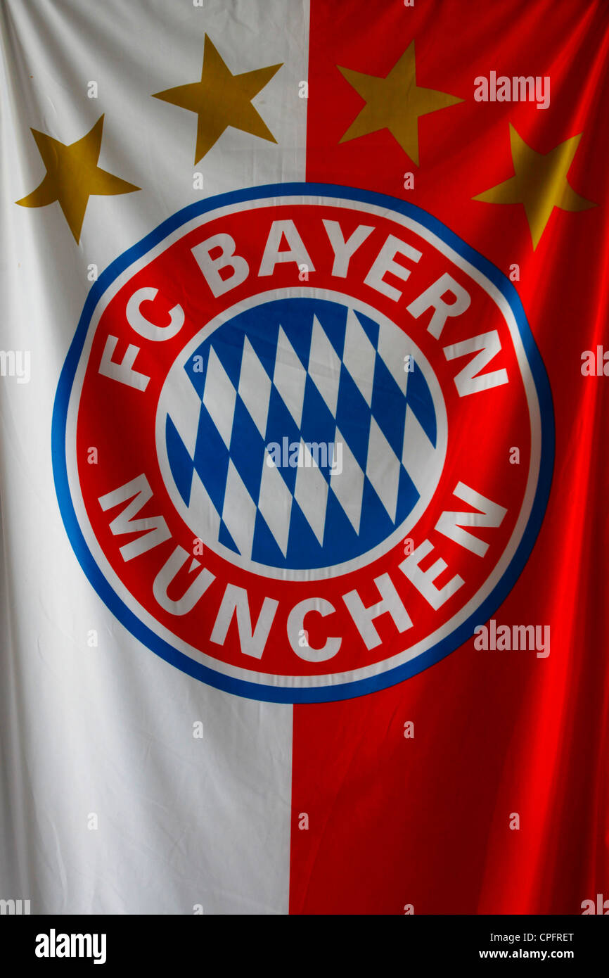 The flag of the football club of FC Bayern Munchen in the city of Munich capital of  Bavaria. Germany Stock Photo