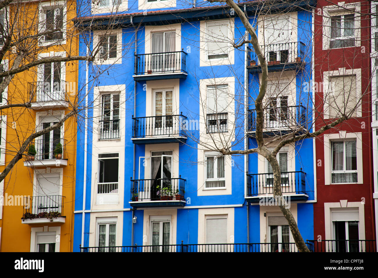 Typical colored buildings Santander Cantabria Spain Stock Photo