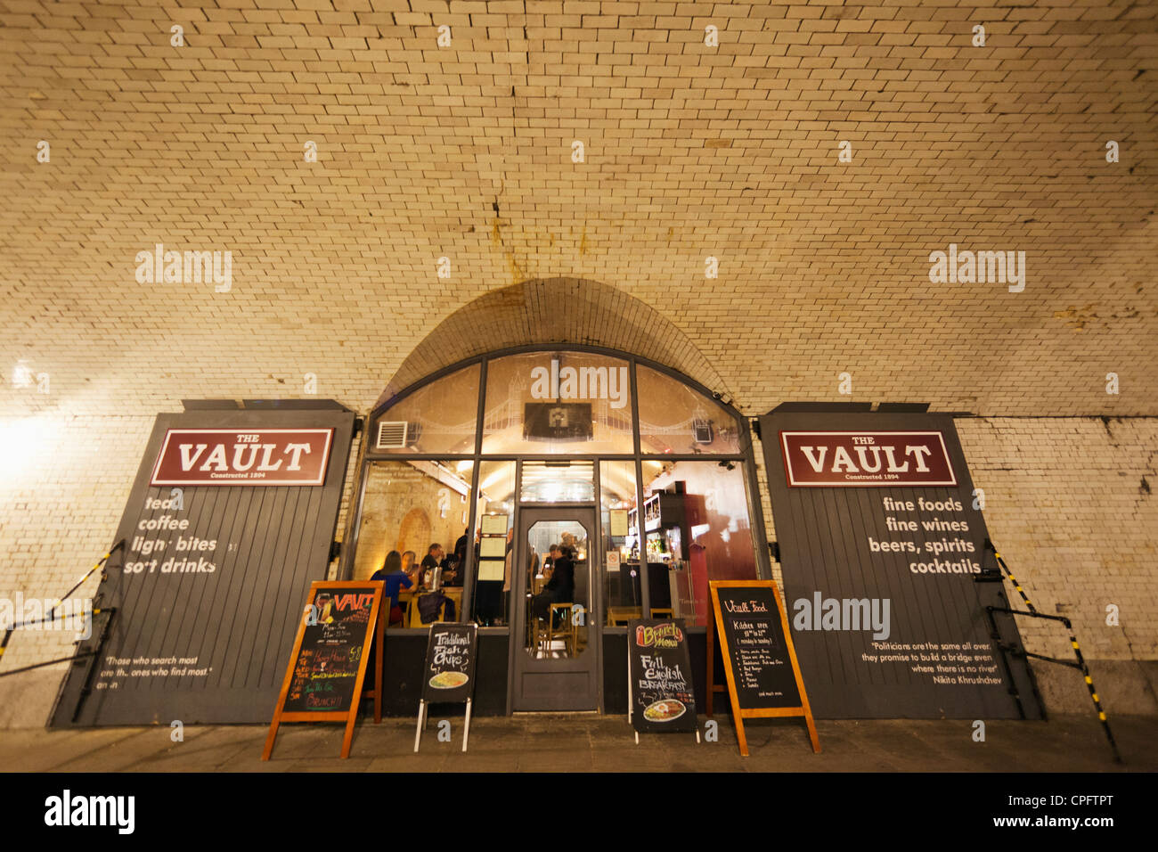 England, London, Southwark, Shad Thames, The Vault Bar under Tower