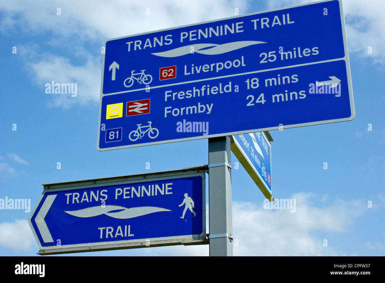 Trans-Pennine Trail signs near Southport, Merseyside Stock Photo