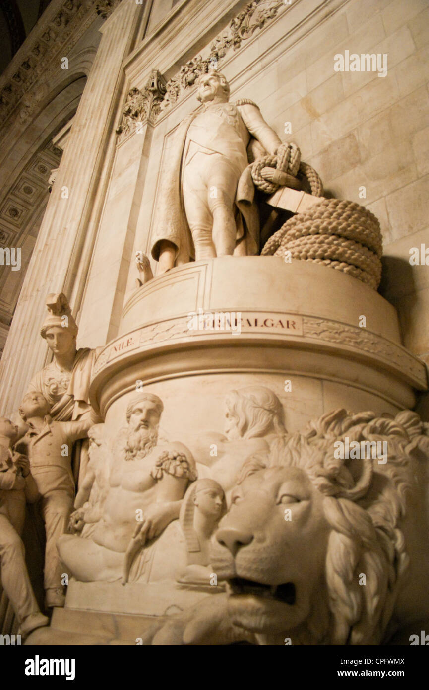 Memorial to Horatio, Viscount Nelson, by John Flaxman, 1808-18, inside St. Paul's Cathedral, London EC4, England Stock Photo
