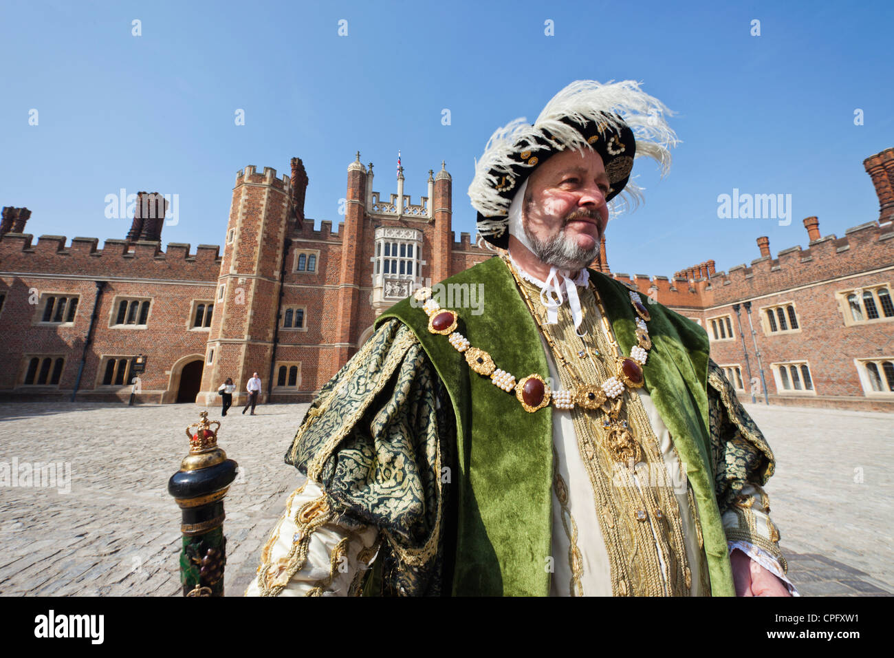 England, London, Surrey, Hampton Court Palace, Henry VIII Character in Period Costume Stock Photo