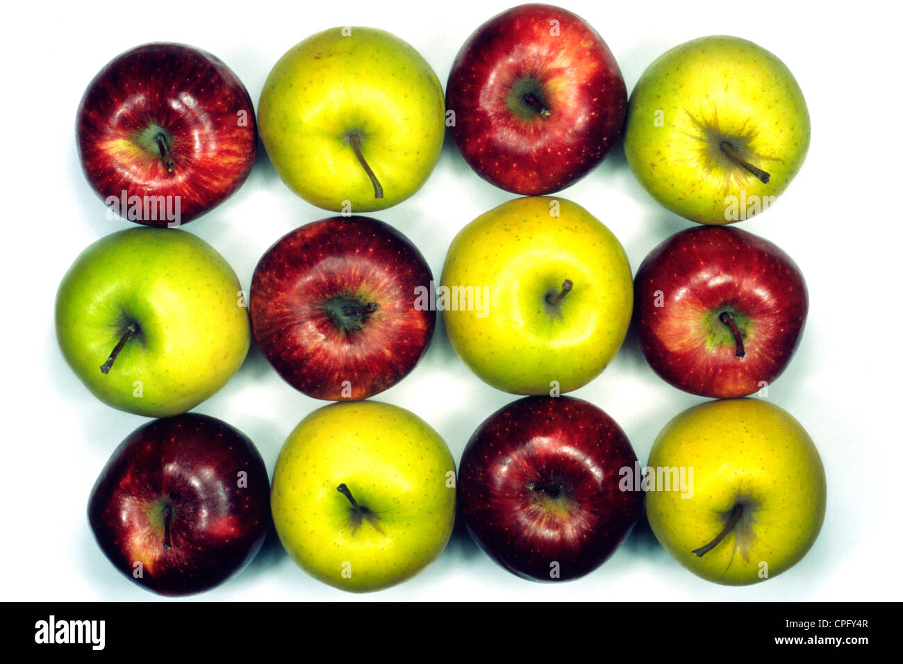 Various Types of Apples Yellow and Red White Background Stock Photo Alamy