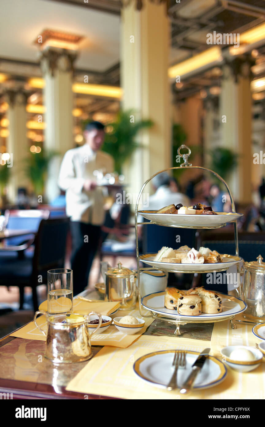 The Peninsula high tea set on the table Stock Photo Alamy