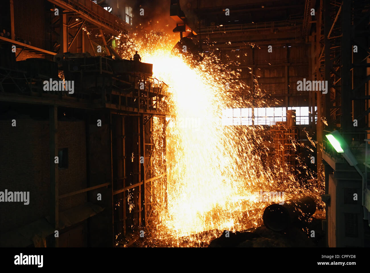 smelting of the metal in the foundry Stock Photo