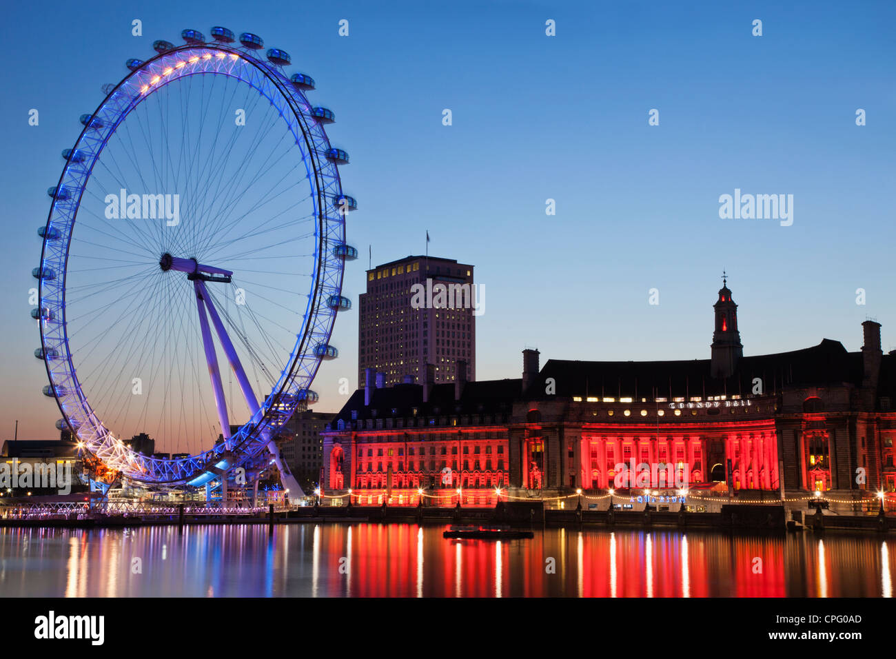 England, London, London Eye and County Hall Building Stock Photo - Alamy