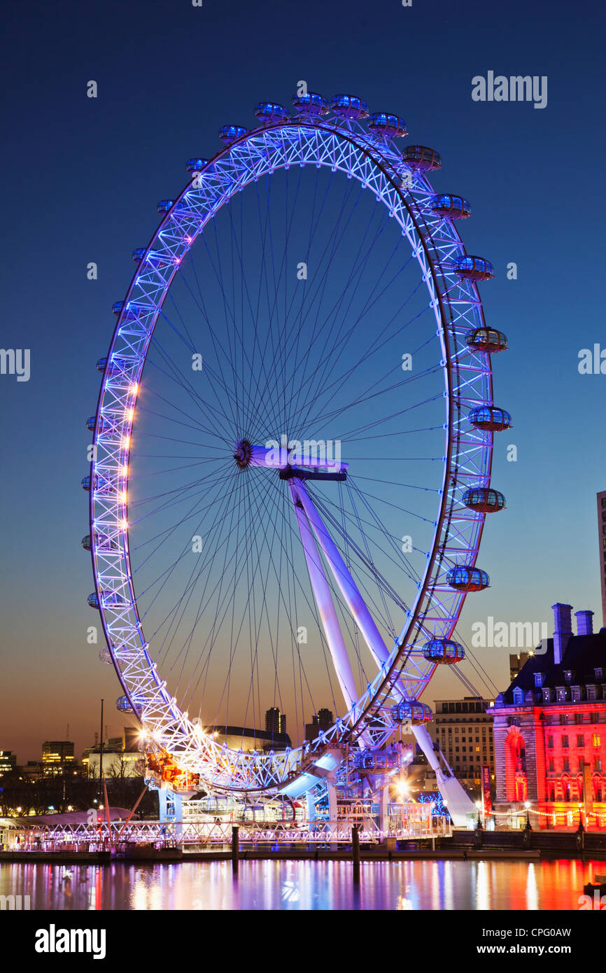 England, London, London Eye and County Hall Building Stock Photo - Alamy