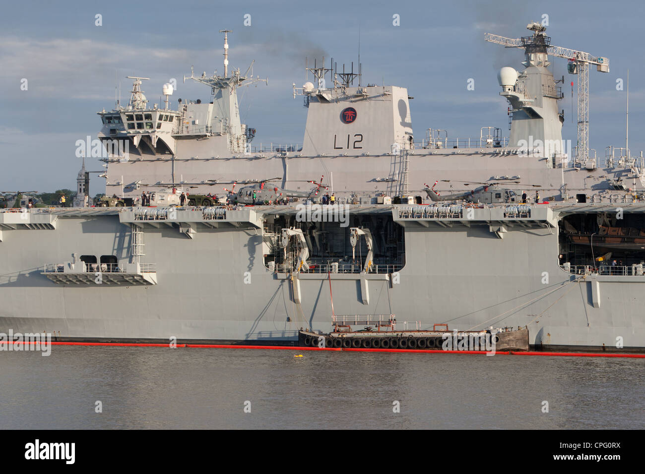 Friday 13th July 2012 Operation Olympics, HMS Ocean takes her place on the  River Thames in preparation for London 2012 Olympic Games security  operation Stock Photo - Alamy