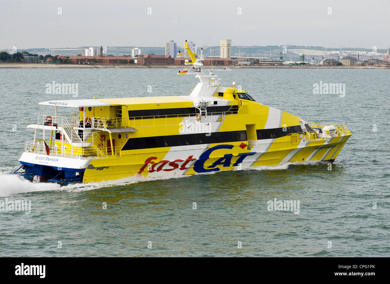 The Wightlink Fast cat which runs from Portsmouth on the UK main land to the Ryde on the Isle of Wight Stock Photo