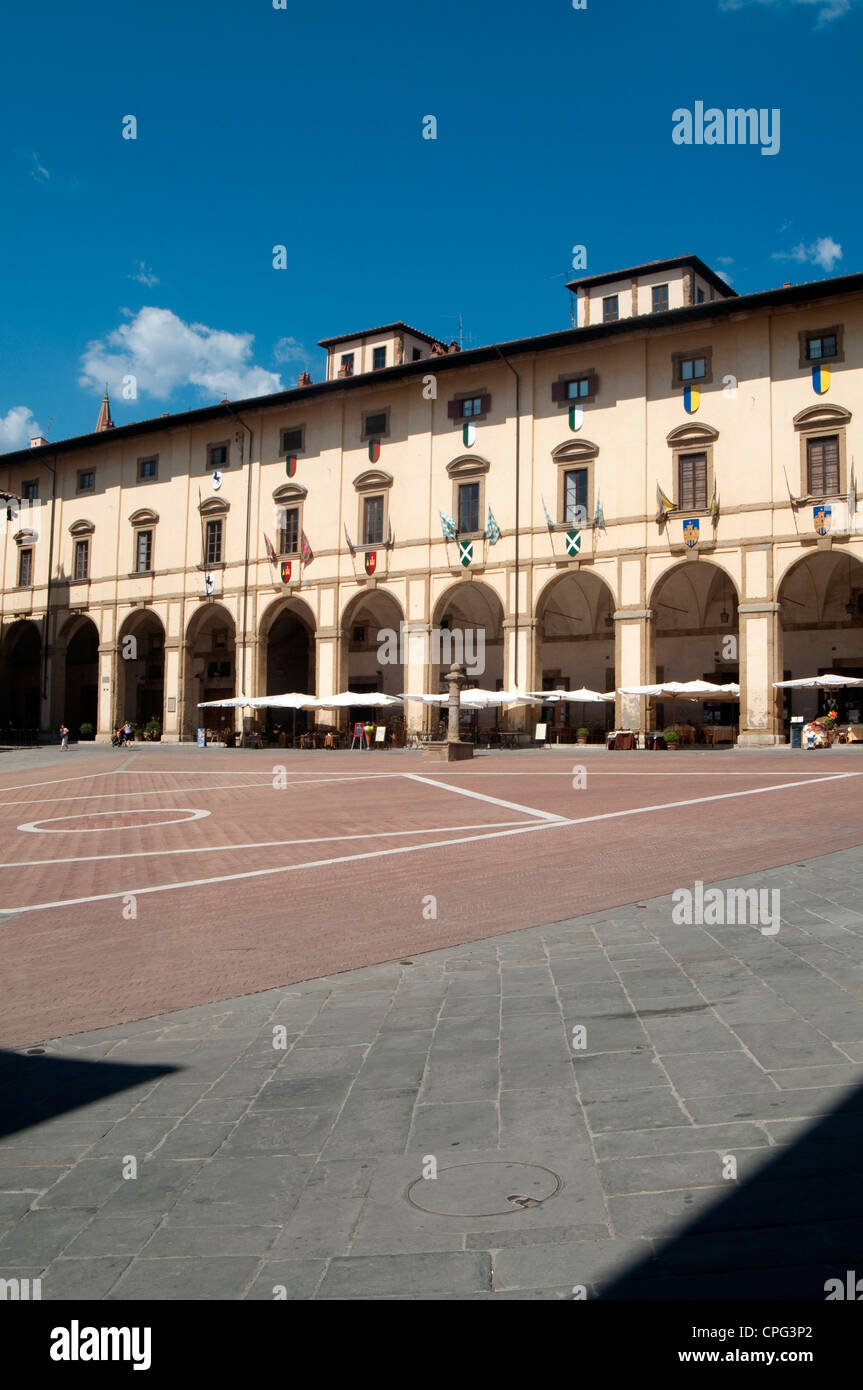 Italy, Tuscany, Arezzo, Piazza Grande Square, Loggia del Vasari Stock Photo