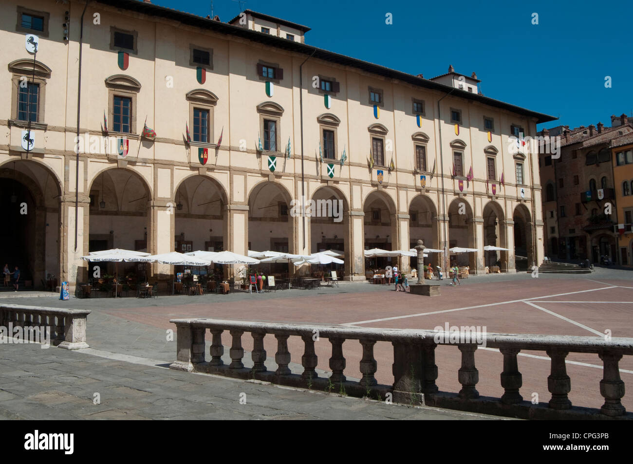 Italy, Tuscany, Arezzo, Piazza Grande Square, Loggia del Vasari Stock Photo