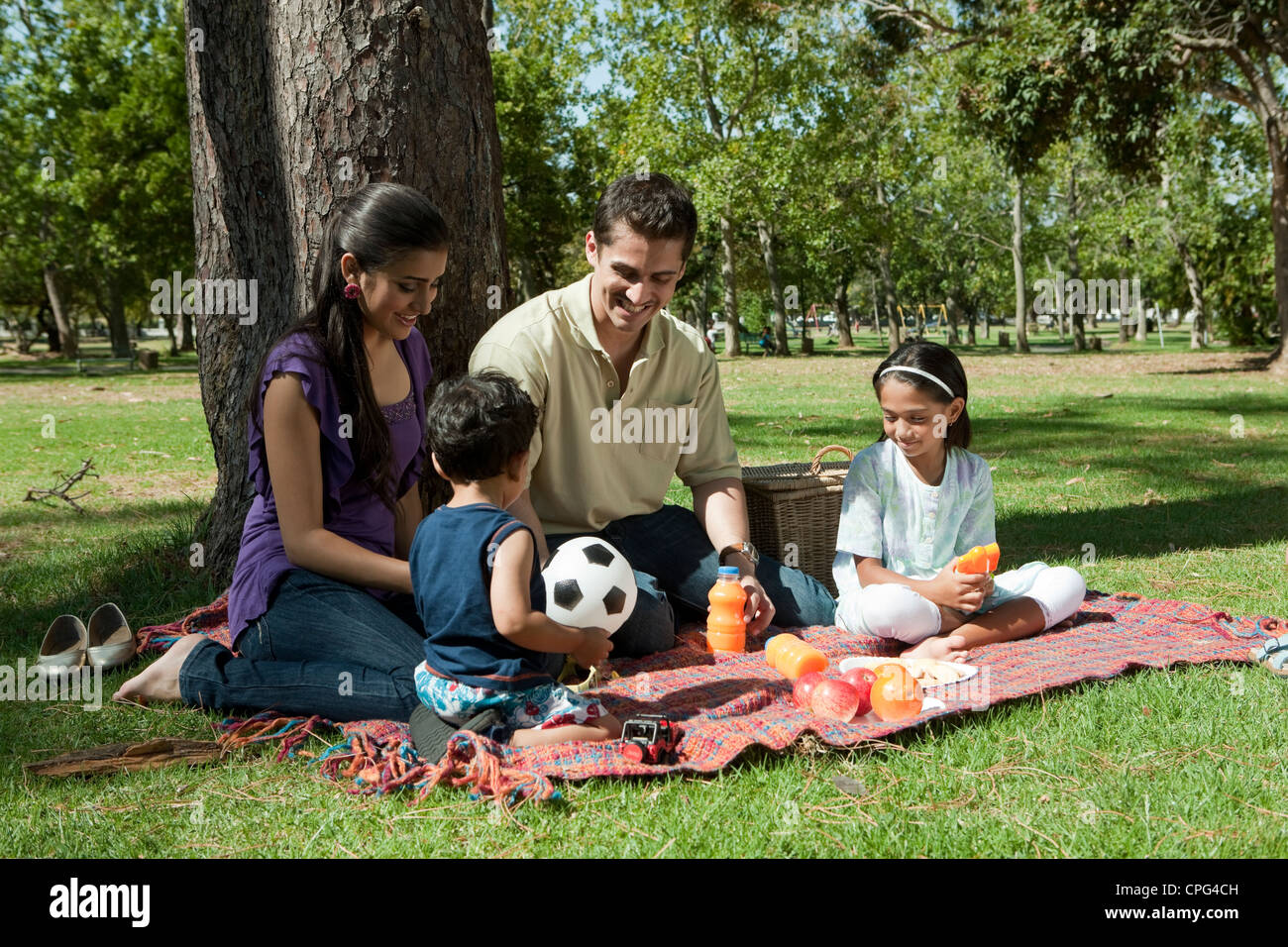 Family picnic in the park. Stock Photo