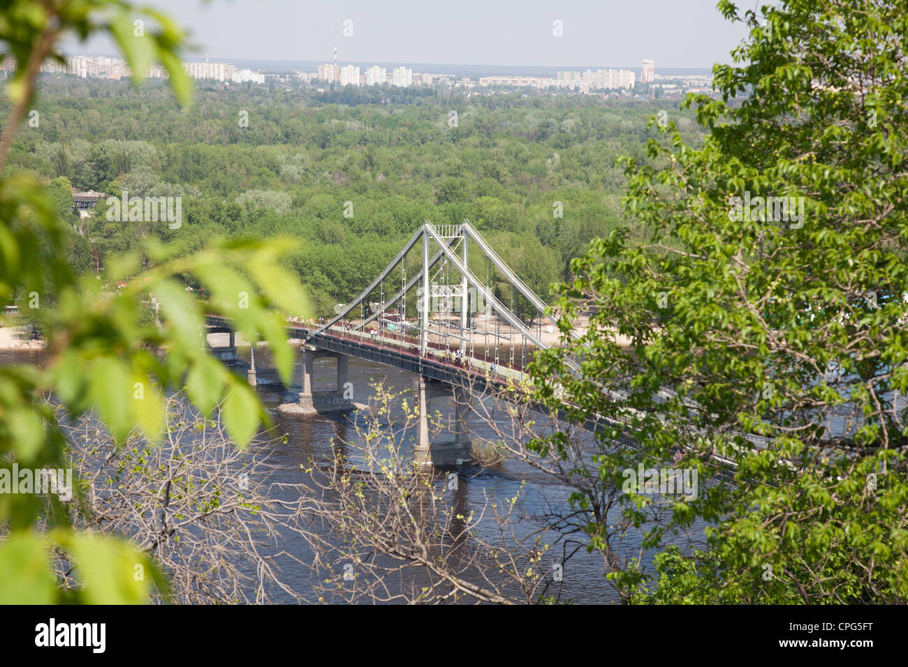 Kiev bridge and Dnieper river Stock Photo