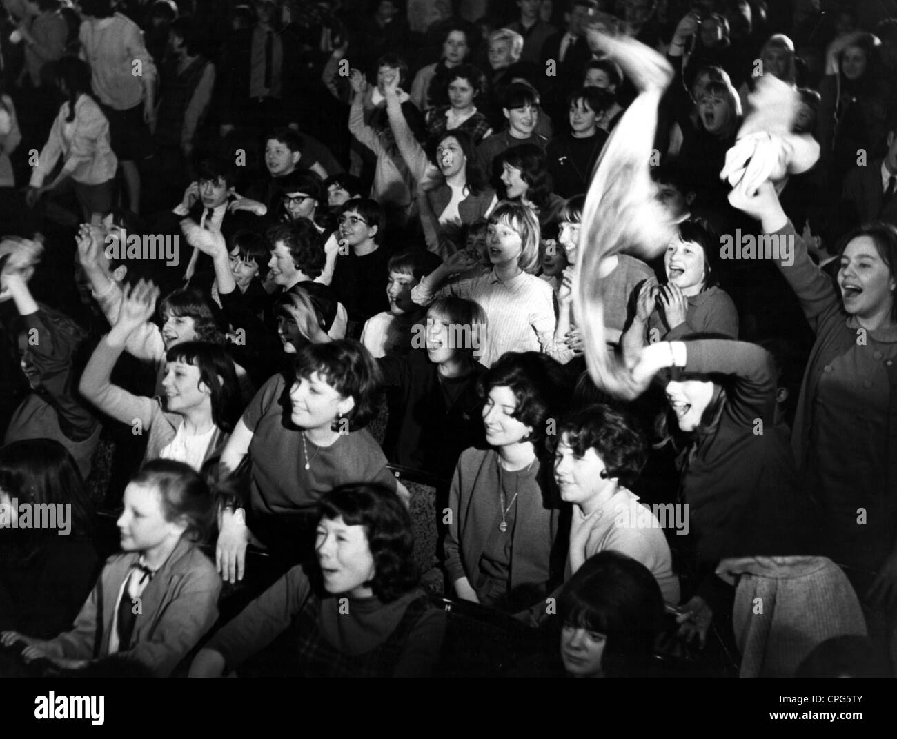 people, youth, Beatles fans in a concert, 1964, Additional-Rights-Clearences-Not Available Stock Photo