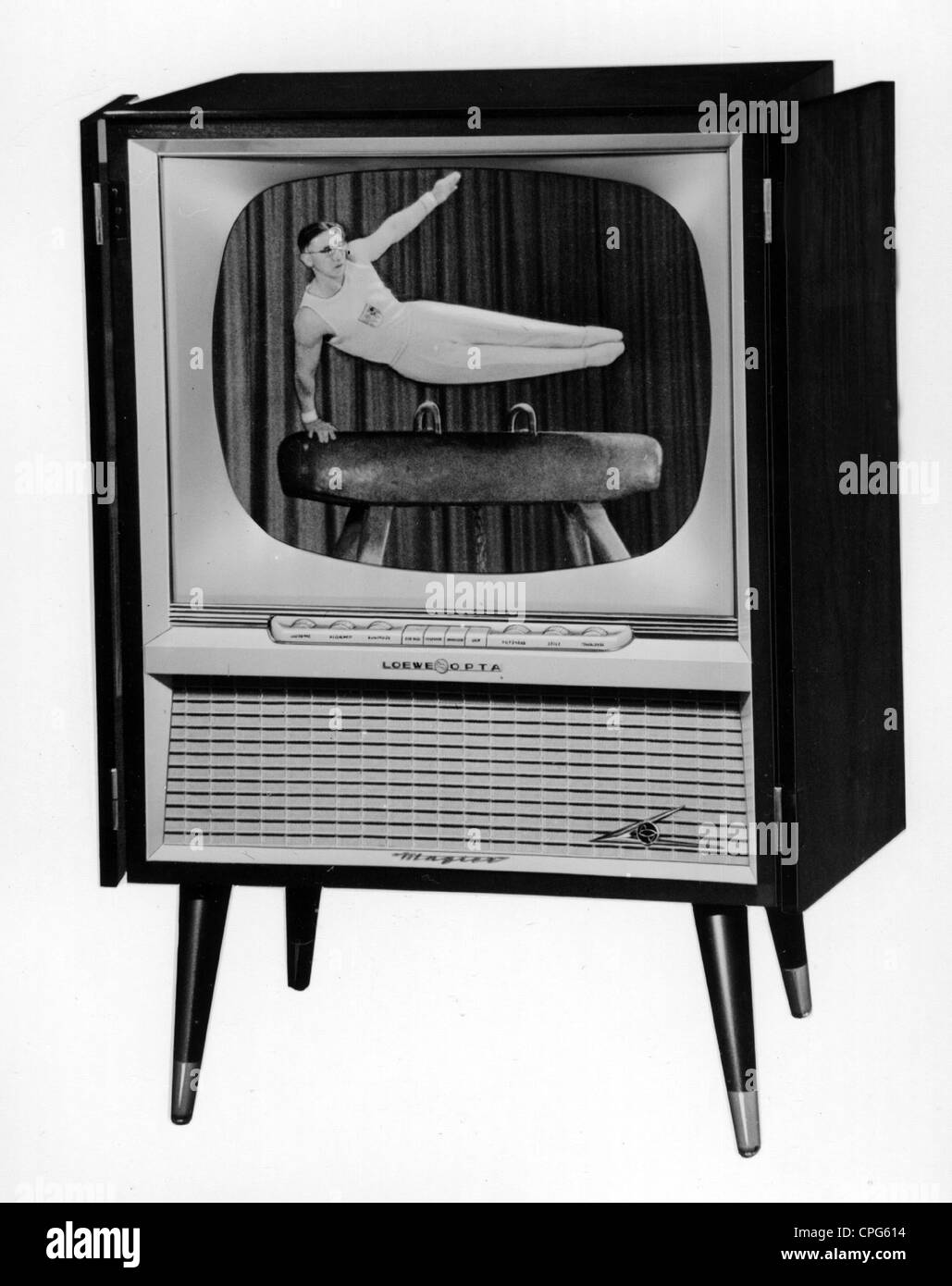 broadcast, television, television set, 1950s, , Additional-Rights-Clearences-Not Available Stock Photo