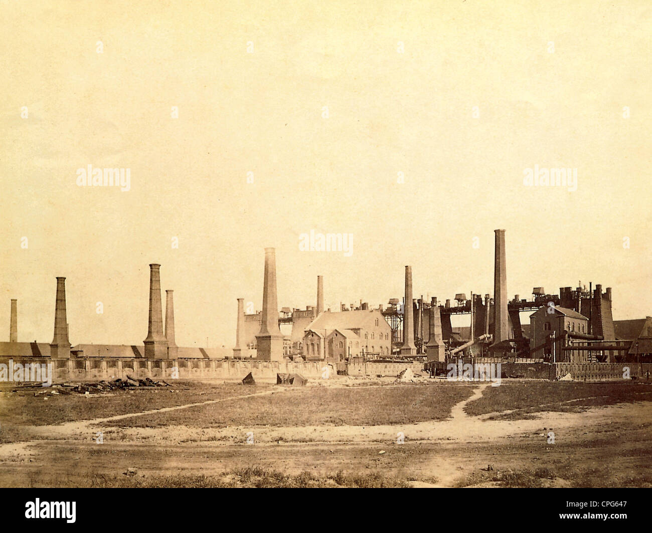 industry, metal industry, Jacobi, Haniel und Huyssen, smeltery, ironworks, Oberhausen, Germany, photograph by Hermann Günther, circa 1865, Additional-Rights-Clearences-Not Available Stock Photo
