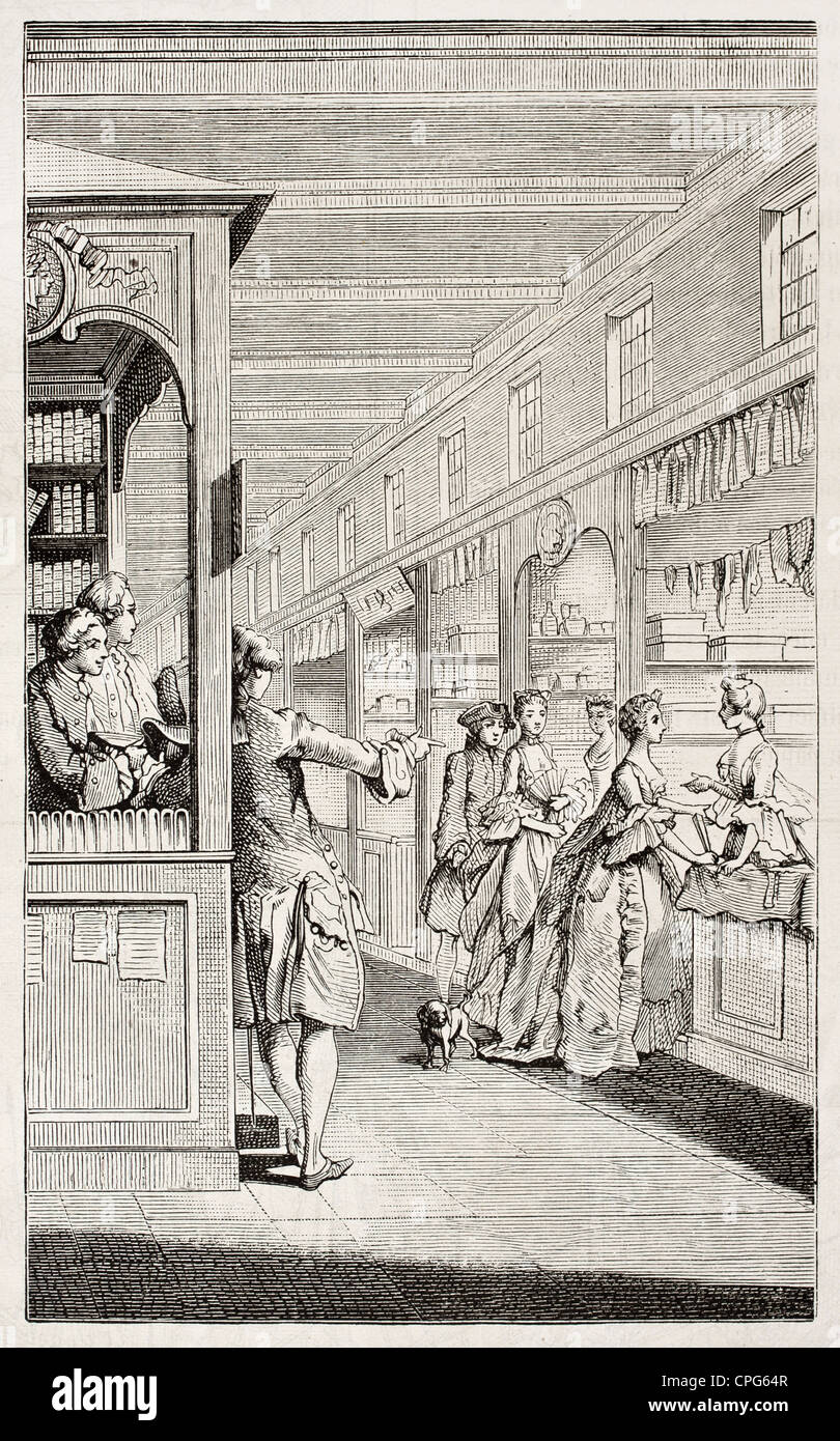18th century library old engraved illustration Stock Photo