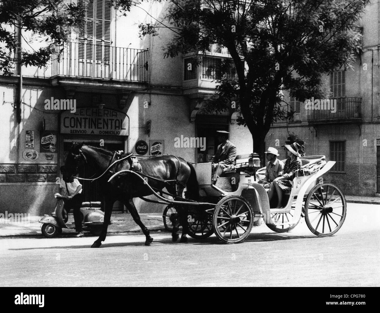geography / travel, Spain, isles, Majorca, Palma de Majorca, tourists in a coach, 1969, Additional-Rights-Clearences-Not Available Stock Photo