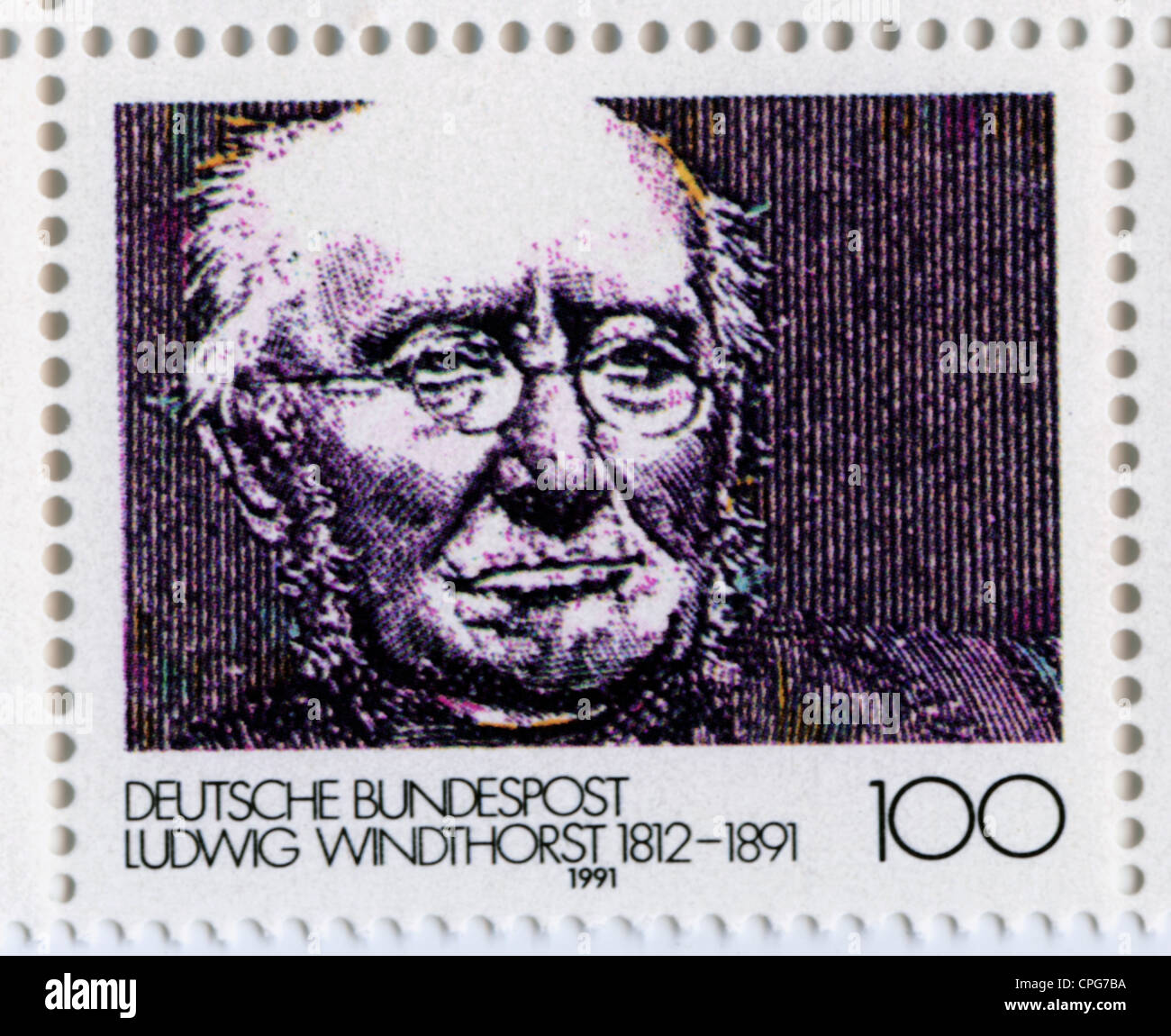 Windthorst, Ludwig, 17.1.1812 - 14.3.1891, German politician, parliamentarian, postage stamps, printed on occasion of the 100th anniversary of his death, first issued on , Stock Photo