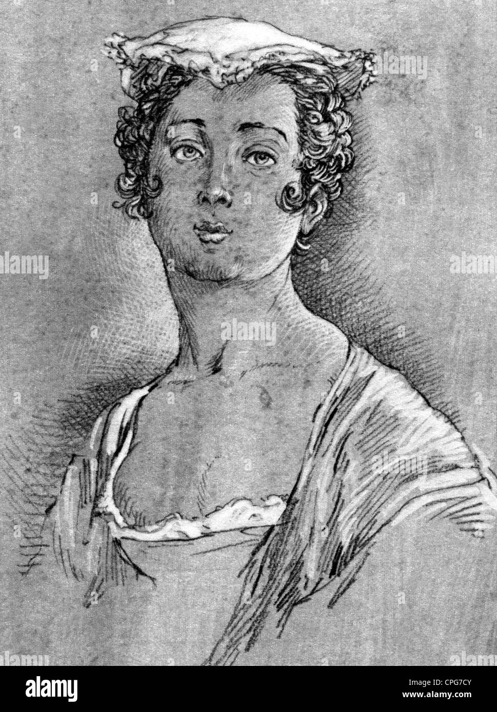 Cramer, Anna, 17th century, lady-in-waiting, accomplice of the czar Peter the Great, portrait, lithograph based on drawing, Stock Photo