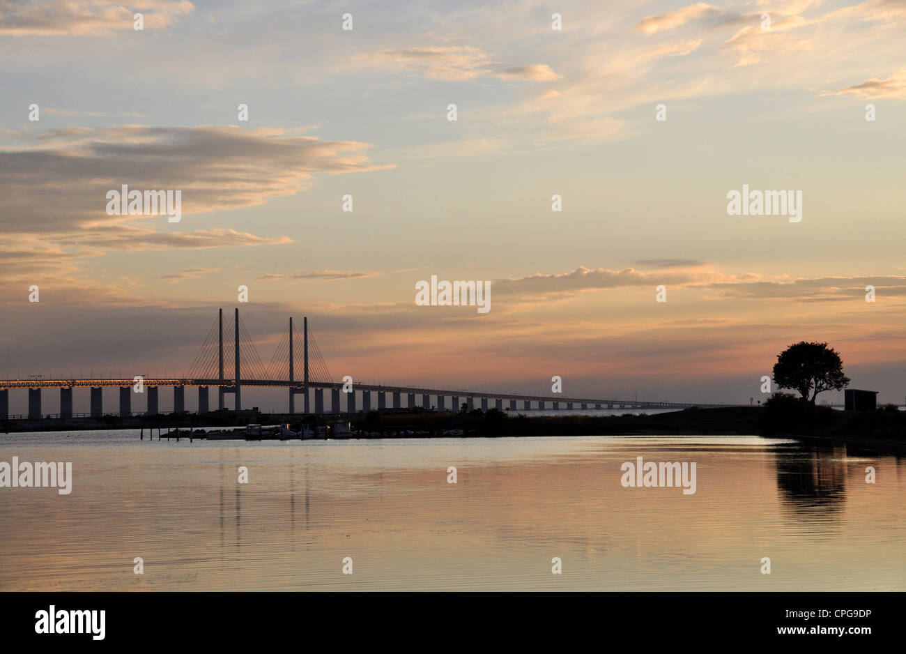 Øresund Bridge between Sweden and Denmark Stock Photo