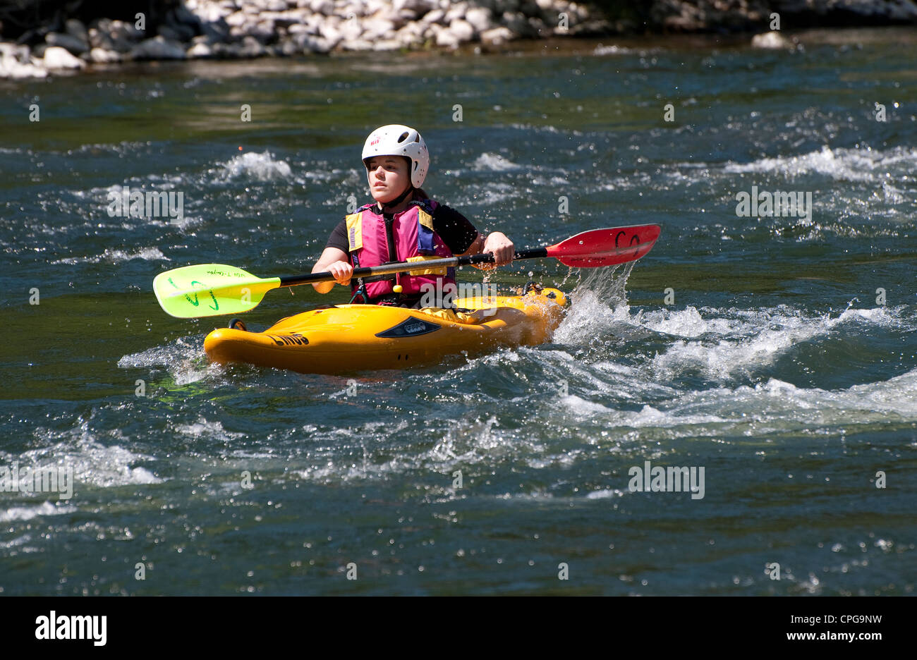 canoeing down the river ardeche, france Stock Photo Alamy