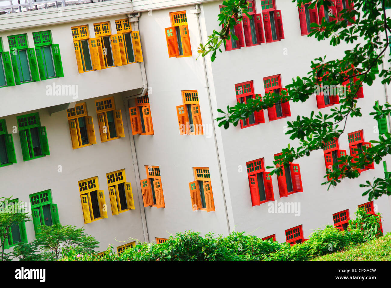 detail on colorful houses in singapore Stock Photo
