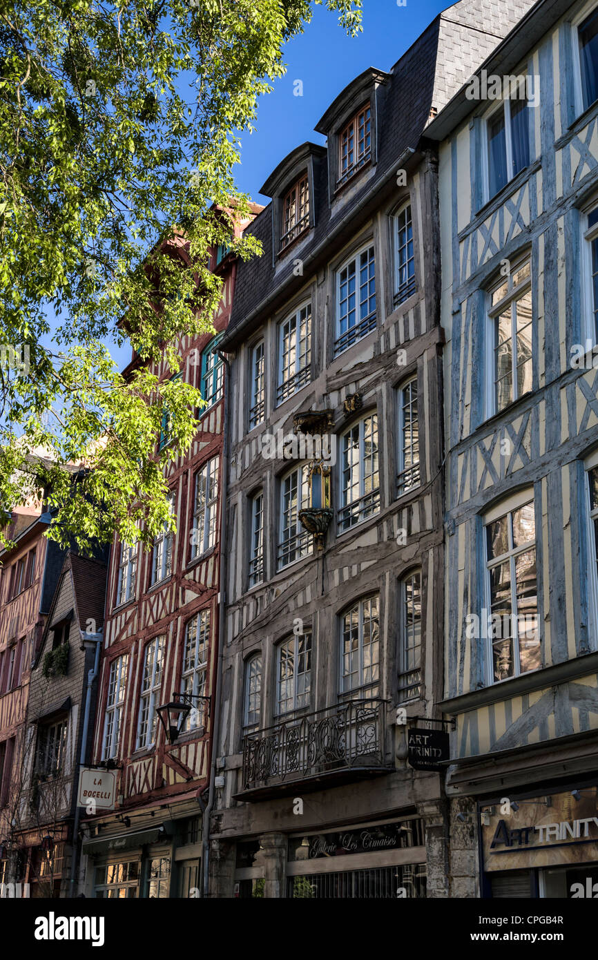 Architecture at Rue Martainville, Rouen, France Stock Photo
