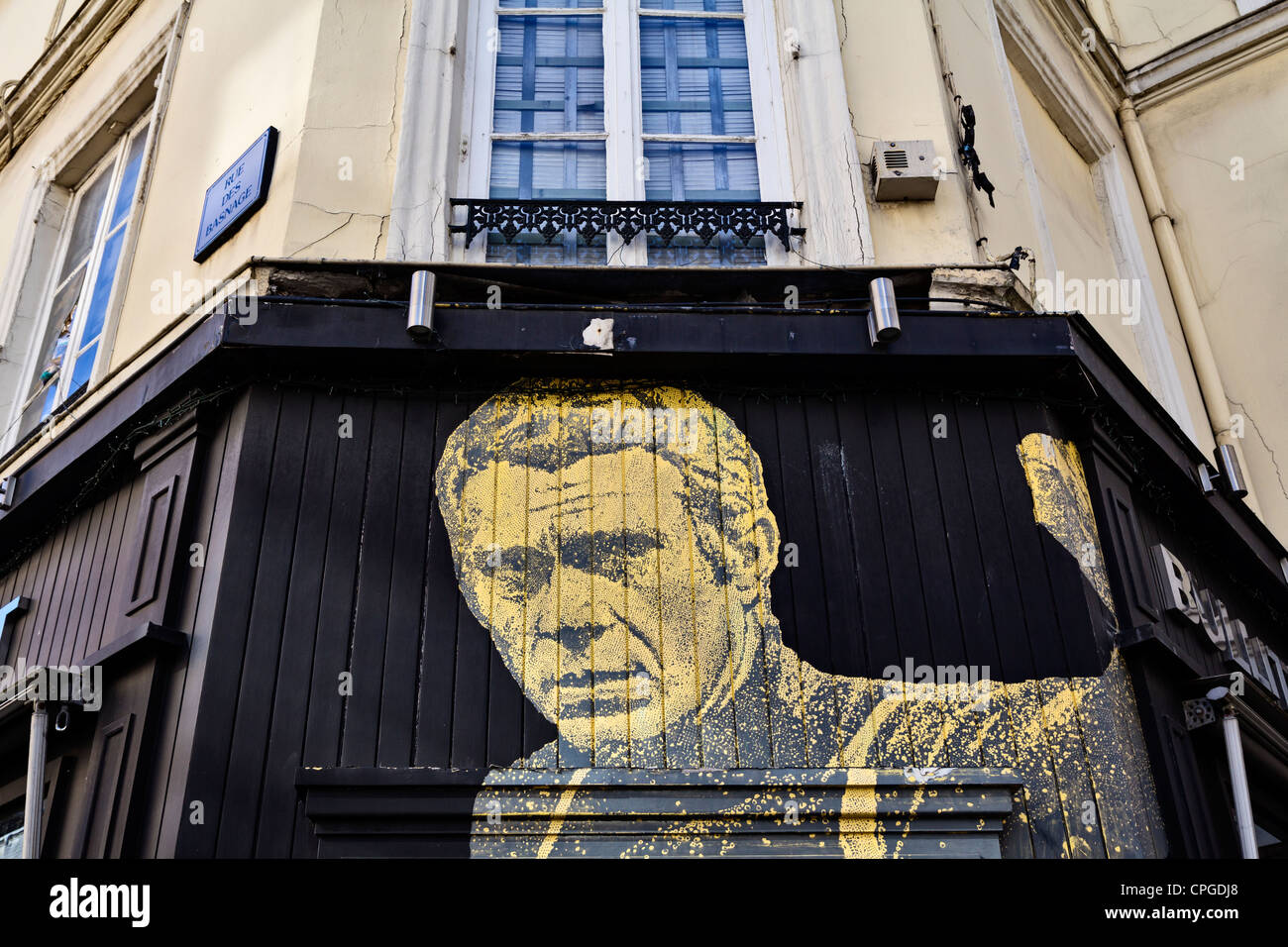 Steve McQueen image adorning a shop called Bullitt, Rouen, France Stock Photo